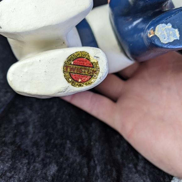 1920's Antique Twistums composite toy bear dog blue & white - Picture 7 of 10